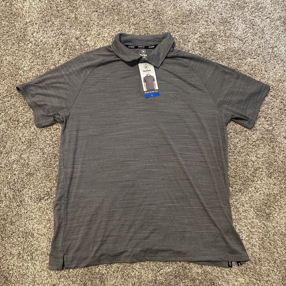 Hurley Men’s Performance Polo Shirt Large Gray Moisture Wicking Stretch UpF 30+